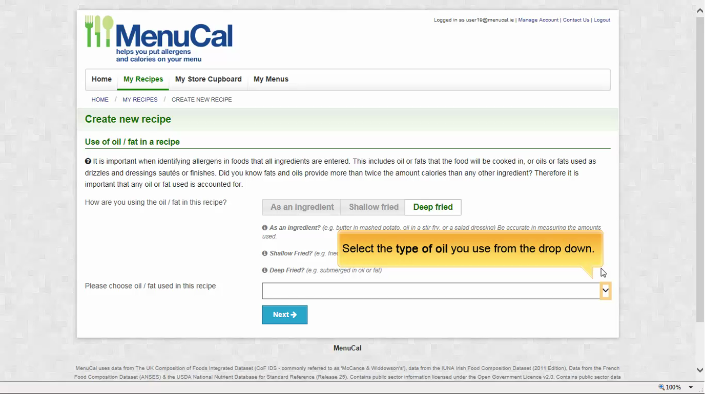 How to use MenuCal if you batter/coat and fry a food